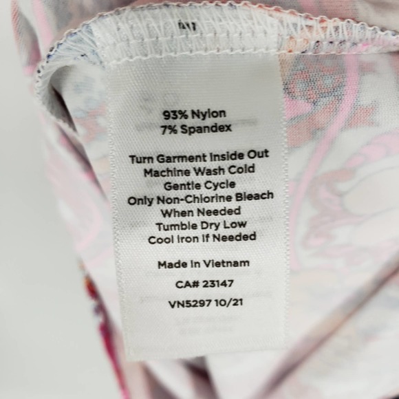 Talbots Island Floral Paisley Dress XL Knot Tie Catalina Cloth Short Sleeve Pink - Picture 12 of 13